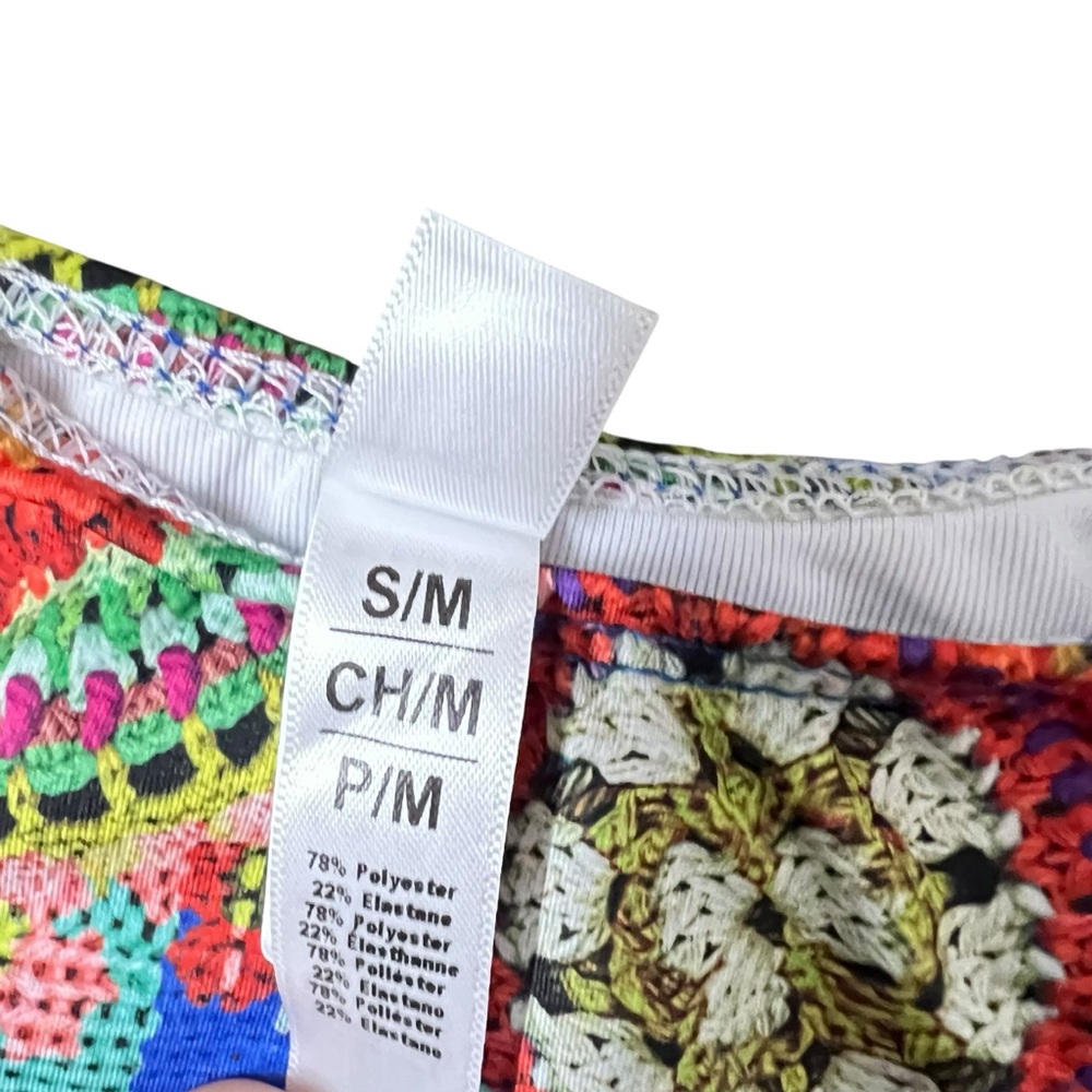 Colorful Crochet-Print Bikini Set - Multi - Picture 4 of 7
